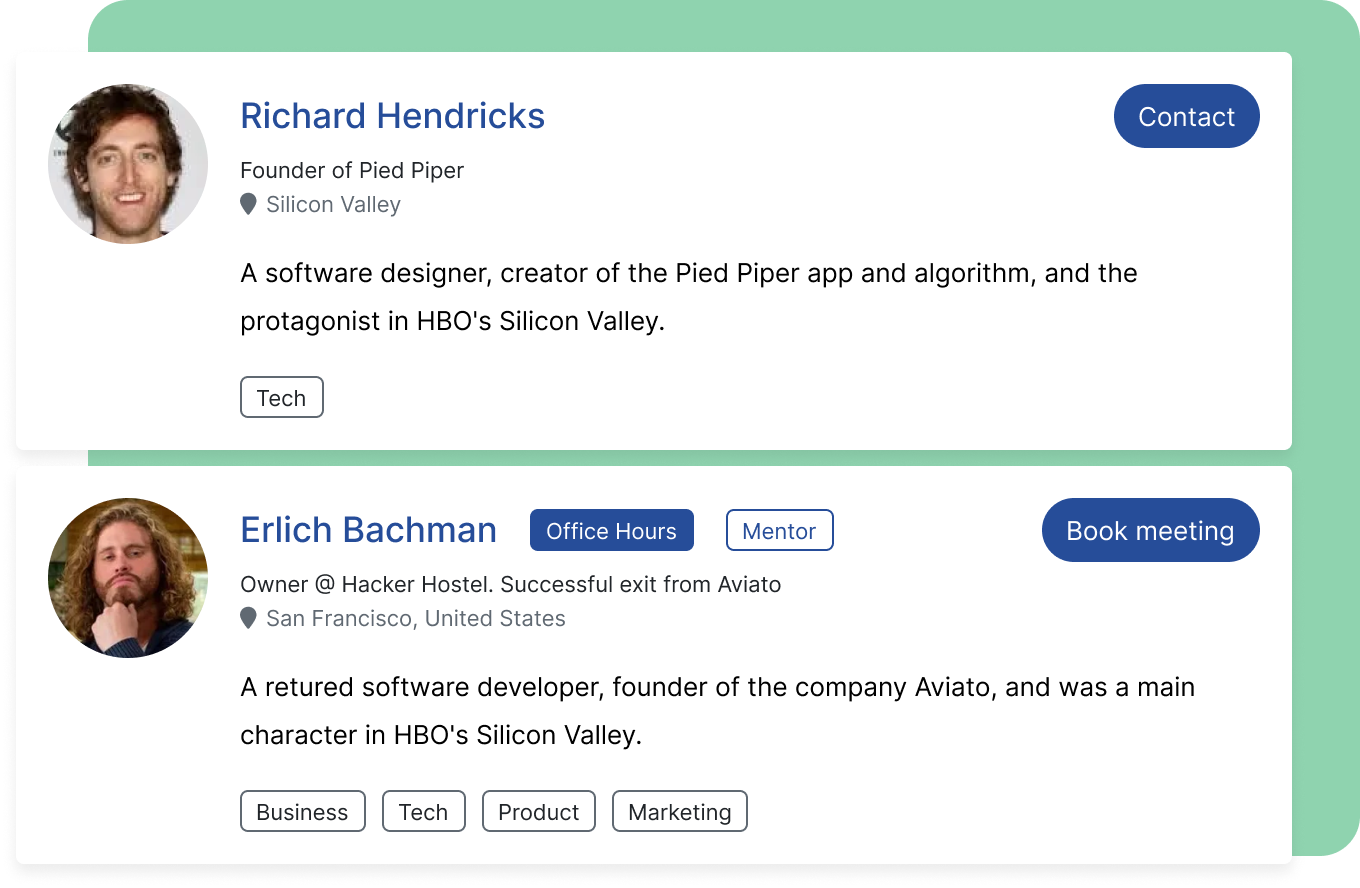 Community member directory search page results page